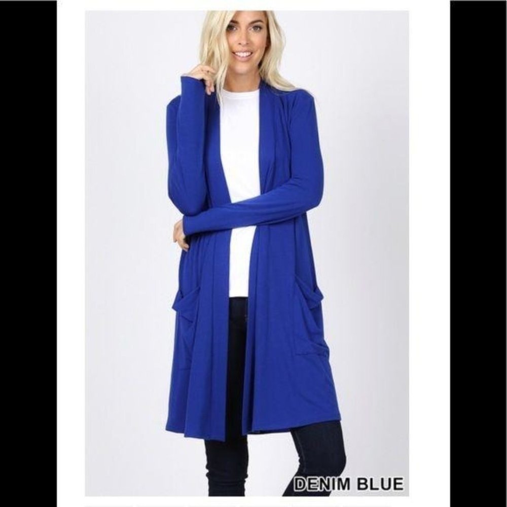 Long Sleeve Slouchy Pocket Open Cardigan, L NWOT